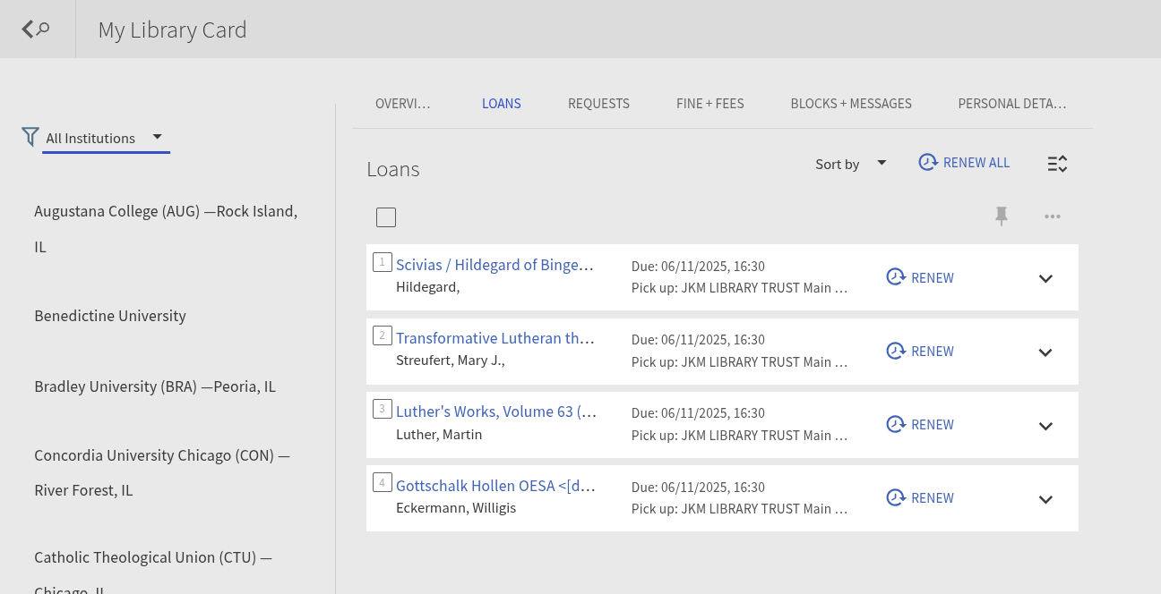 JKM Primo My Loans screen with default view